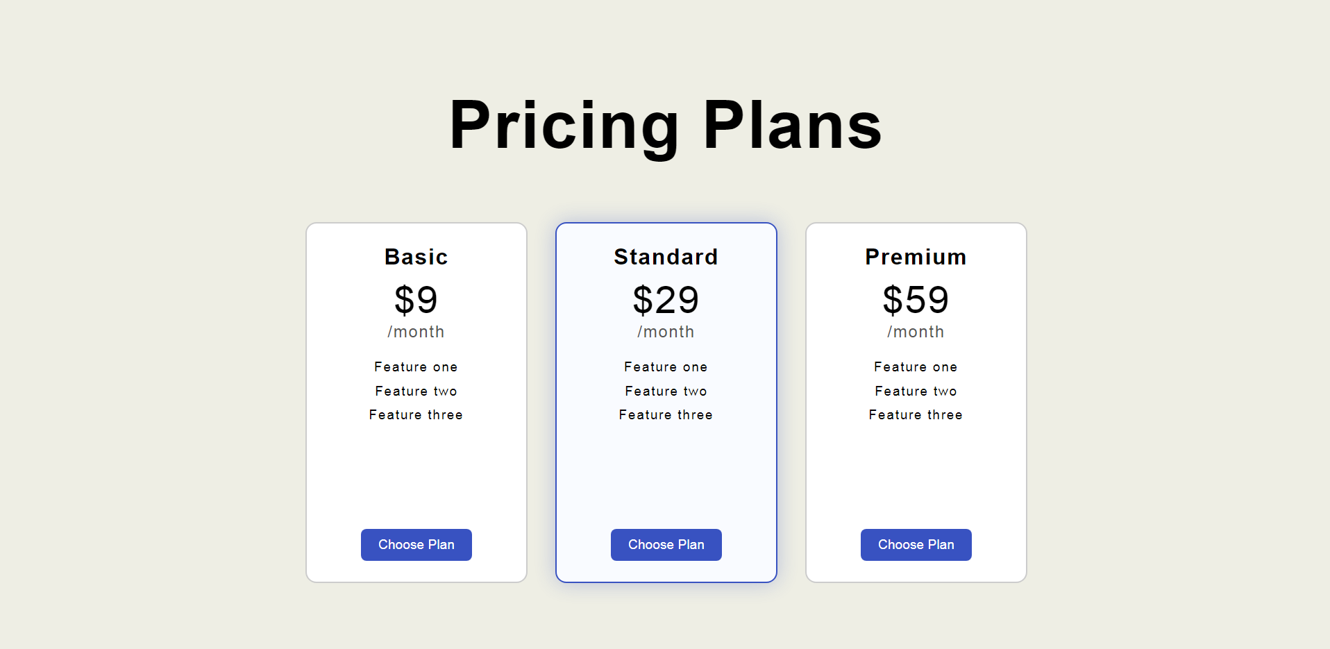 Pricing Cards Preview